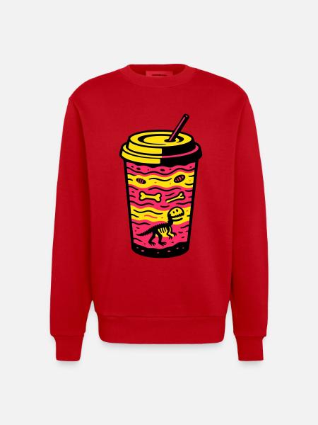 Matcha Dino Cup - Heavyweight Oversized Organic Crew Neck Made in EU - red