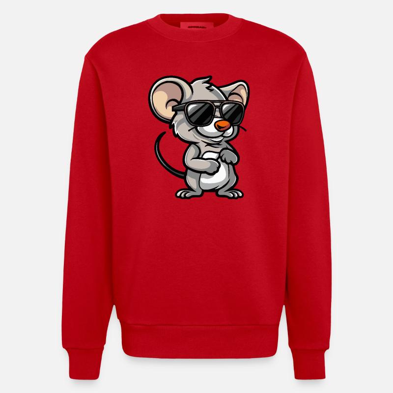 Mouse Cool Comic - Heavyweight Oversized Organic Crew Neck Made in EU - red