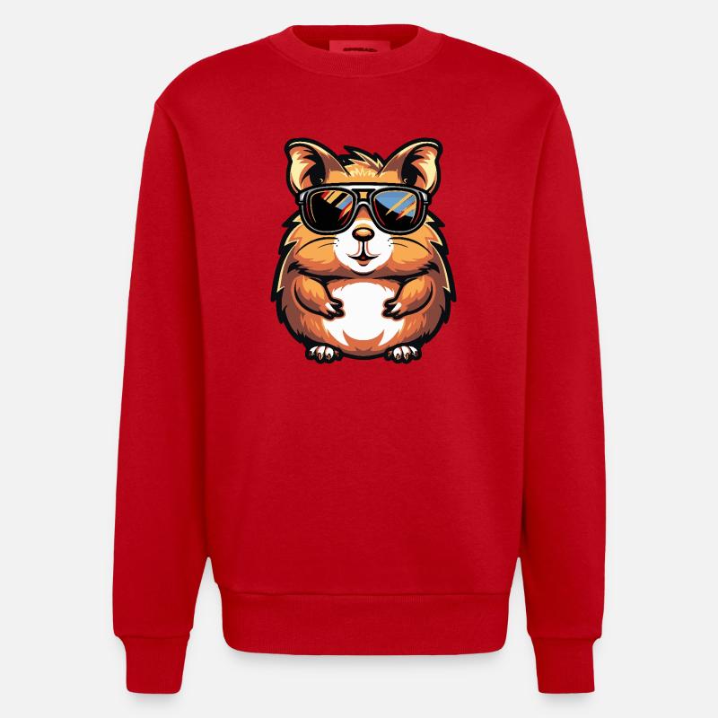 Hamster Bande dessinée cool - Sweat bio épais oversize fabriqué en UE - rouge