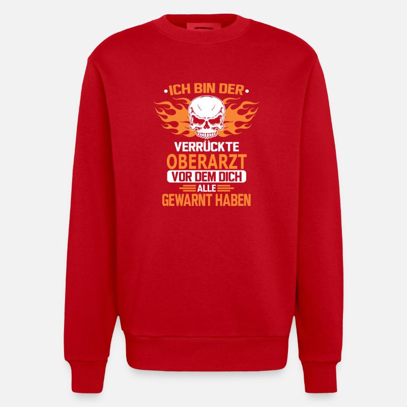 OBERARZT - Heavyweight Oversized Organic Crew Neck Made in EU - Rot