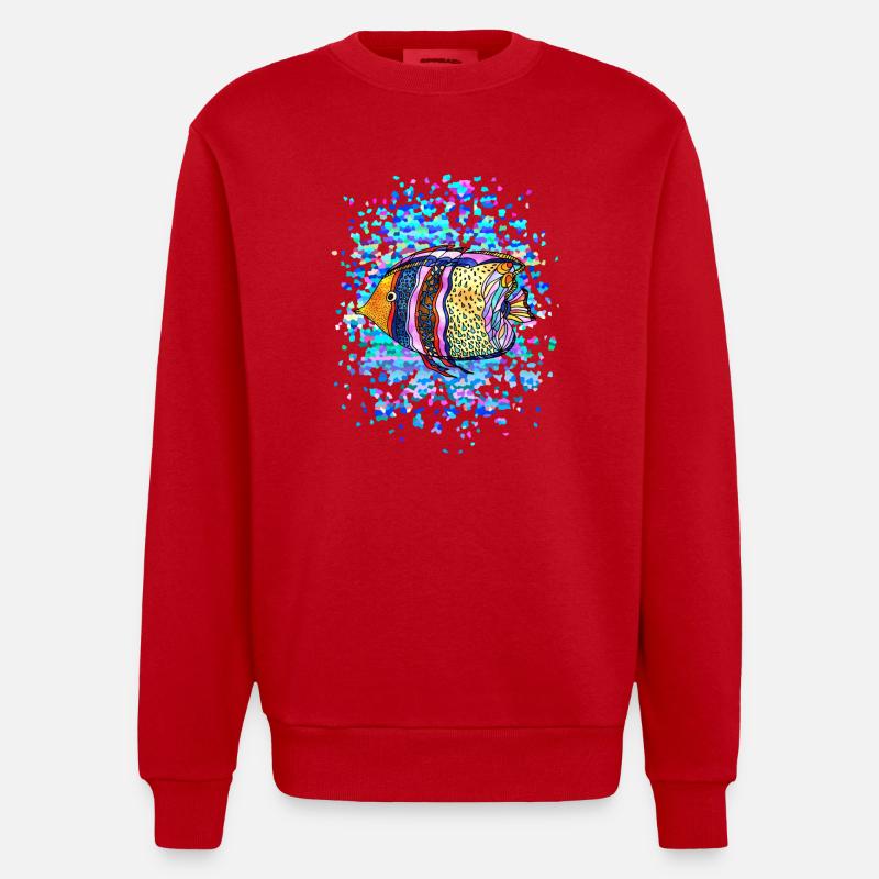 poisson - Sweat bio épais oversize fabriqué en UE - rouge