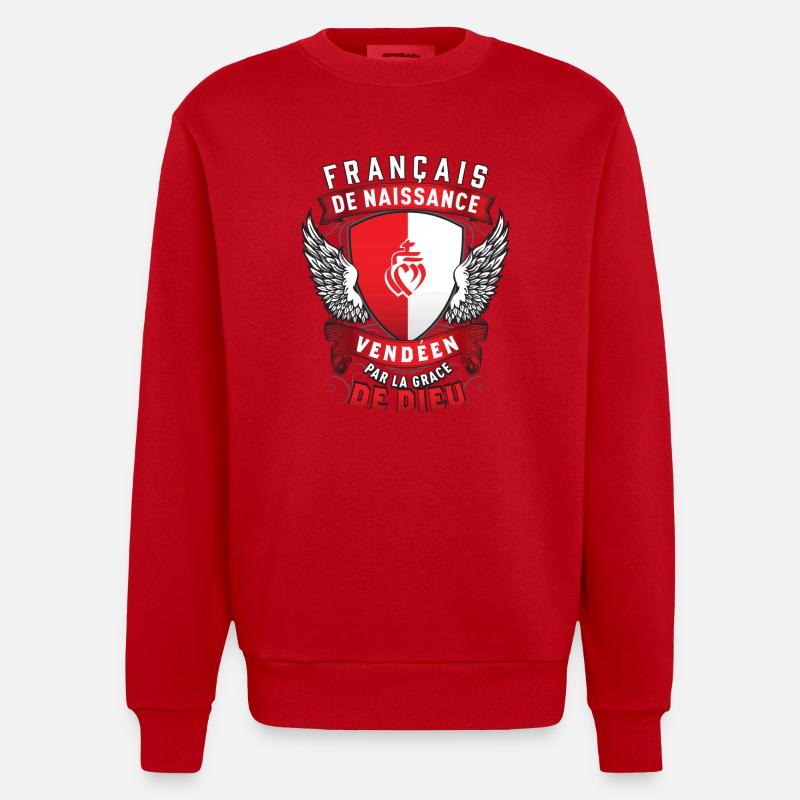 Vendéen Grâce de Dieu - Sweat bio épais oversize fabriqué en UE - rouge