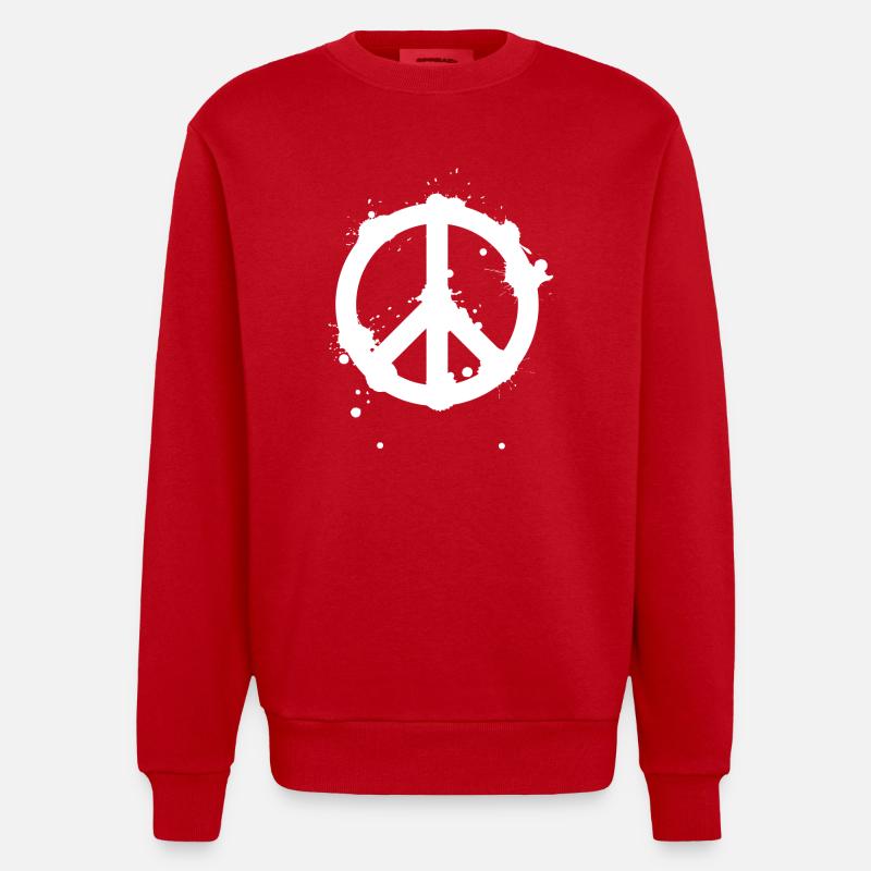 Peace - Symbol - Peacezeichen - Heavyweight Oversized Organic Crew Neck Made in EU - Rot