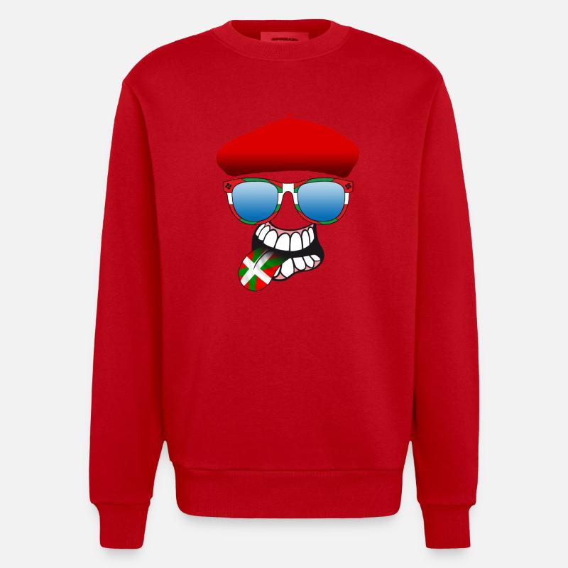 basque smiley 6 - Sweat bio épais oversize fabriqué en UE - rouge