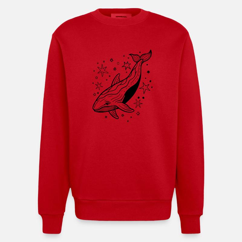 Baleine dans l’espace - Sweat bio épais oversize fabriqué en UE - rouge