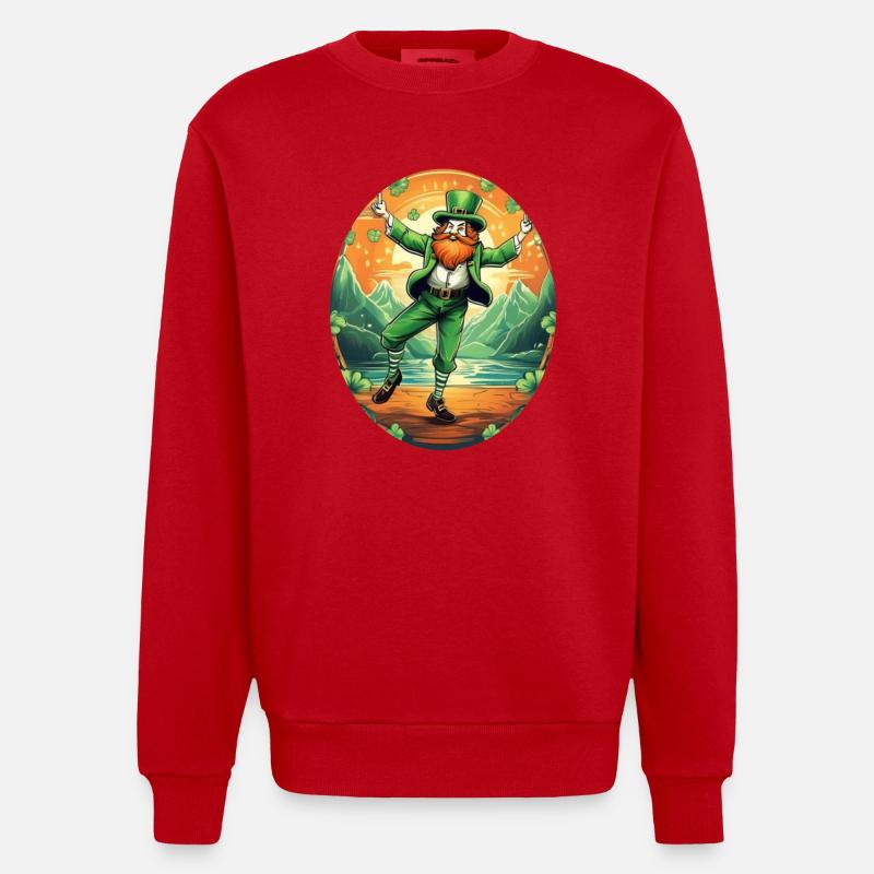 Danse trèfle de la Saint-Patrick - Sweat bio épais oversize fabriqué en UE - rouge