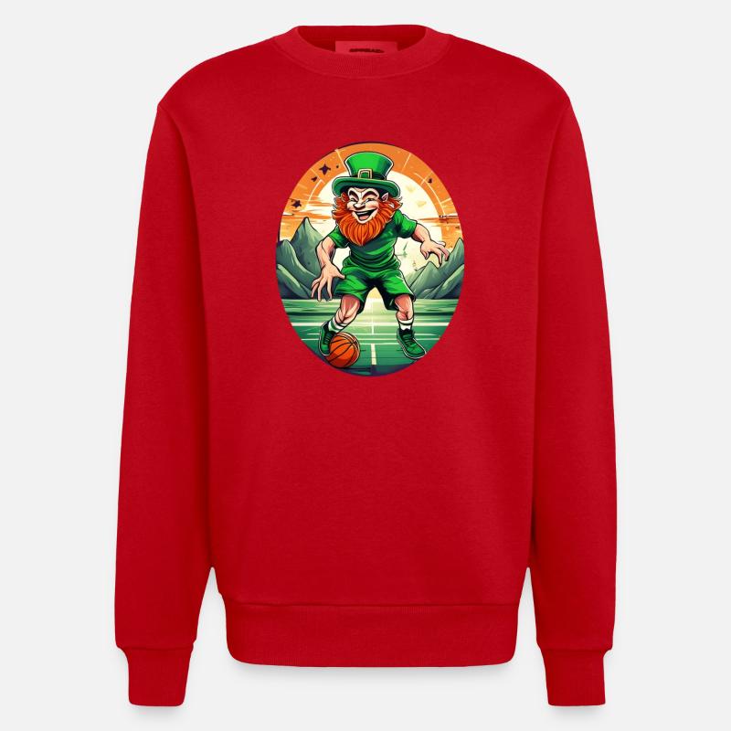 Basket-ball Trèfle de la Saint-Patrick - Sweat bio épais oversize fabriqué en UE - rouge
