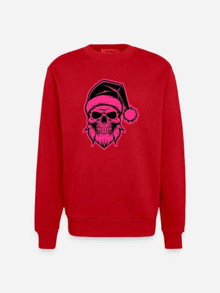 Santa Claus Skull - Heavyweight Oversized Organic Crew Neck Made in EU - red