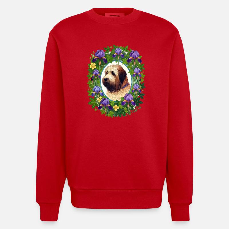 Race de chien Briard - Sweat bio épais oversize fabriqué en UE - rouge