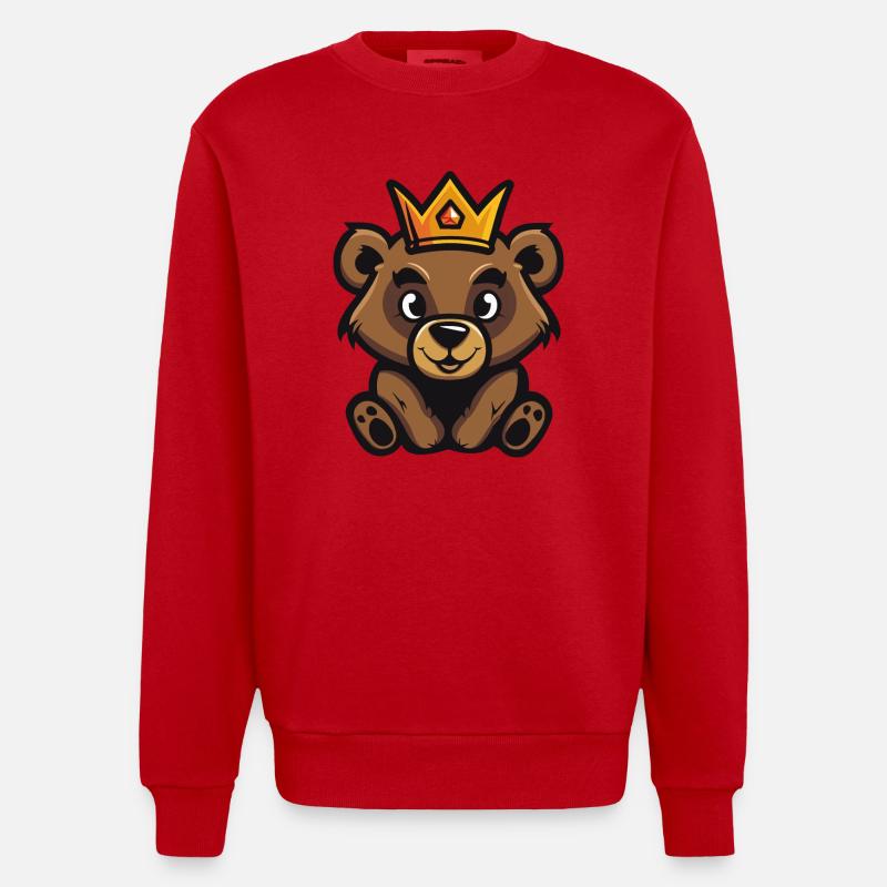 Bear Comic Crown - Heavyweight Oversized Organic Crew Neck Made in EU - red