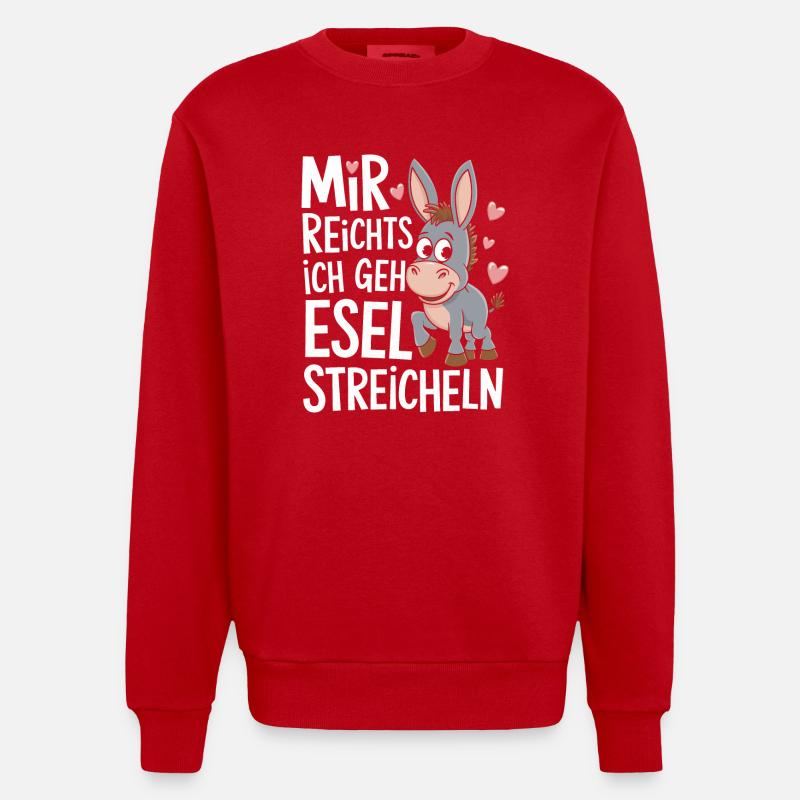 Âne âne mulet Muli - Sweat bio épais oversize fabriqué en UE - rouge