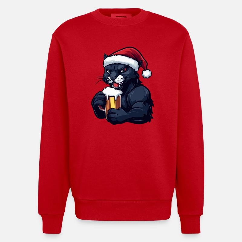 Bière de Noël Panther - Sweat bio épais oversize fabriqué en UE - rouge