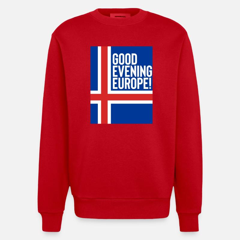 Islande Eurovision - Sweat bio épais oversize fabriqué en UE - rouge