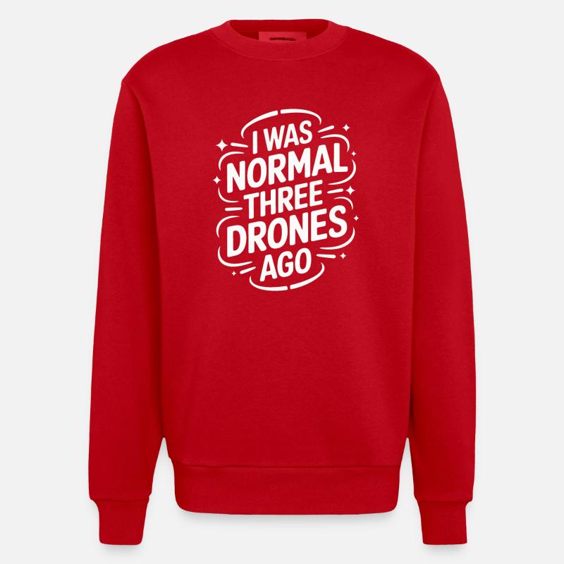 Drones Pilot Quadcopter Drone - Heavyweight Oversized Organic Crew Neck Made in EU - red