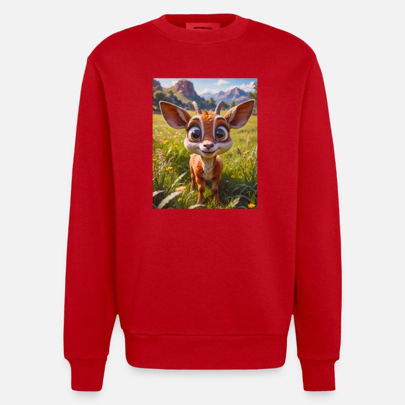 animaux africains super mignons – Antilope - Sweat bio épais oversize fabriqué en UE - rouge