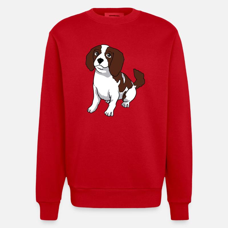 Cavalier King Charles Spaniel chien - Sweat bio épais oversize fabriqué en UE - rouge