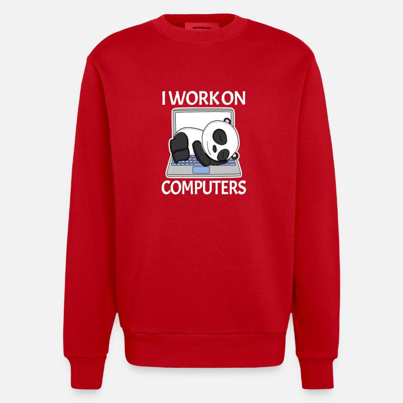 Computer nerd programmør herre gave - Heavyweight oversized organic trøje med crewneck made in EU - rød