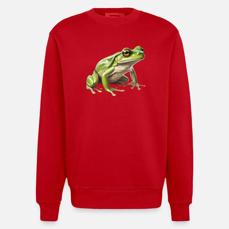 laubfrosch - Lebendiges Tier-Design - Heavyweight Oversized Organic Crew Neck Made in EU - Rot