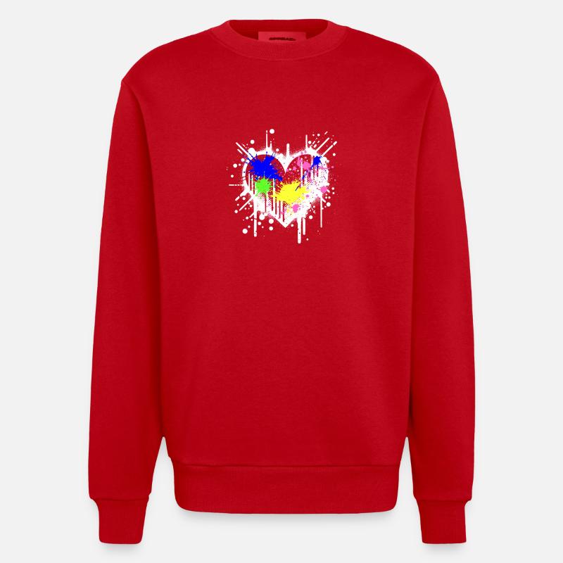 Graffiti-Herz - Heavyweight Oversized Organic Crew Neck Made in EU - Rot