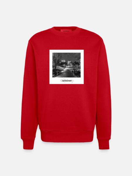 Wolfsburg bei Nacht - Heavyweight Oversized Organic Crew Neck Made in EU - Rot