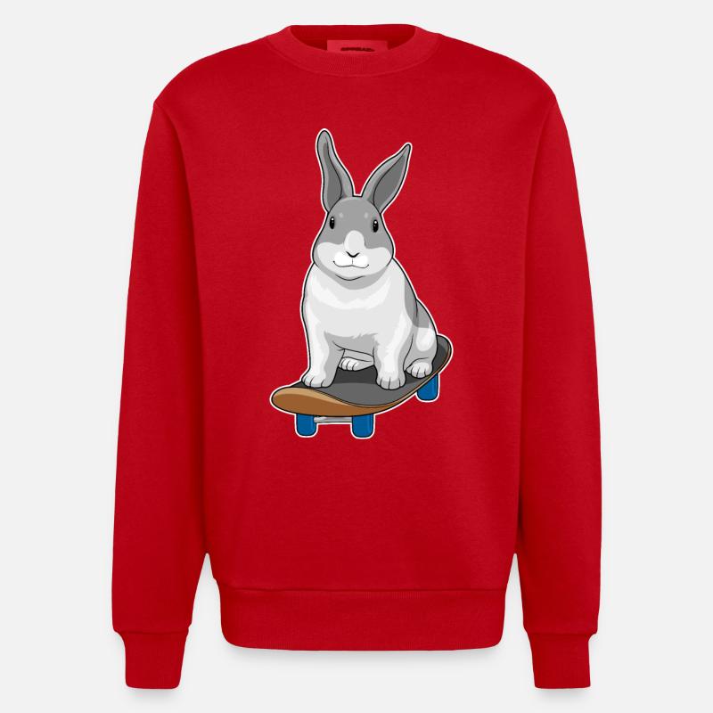 Rabbit Skater Skateboard - Sweat bio épais oversize fabriqué en UE - rouge