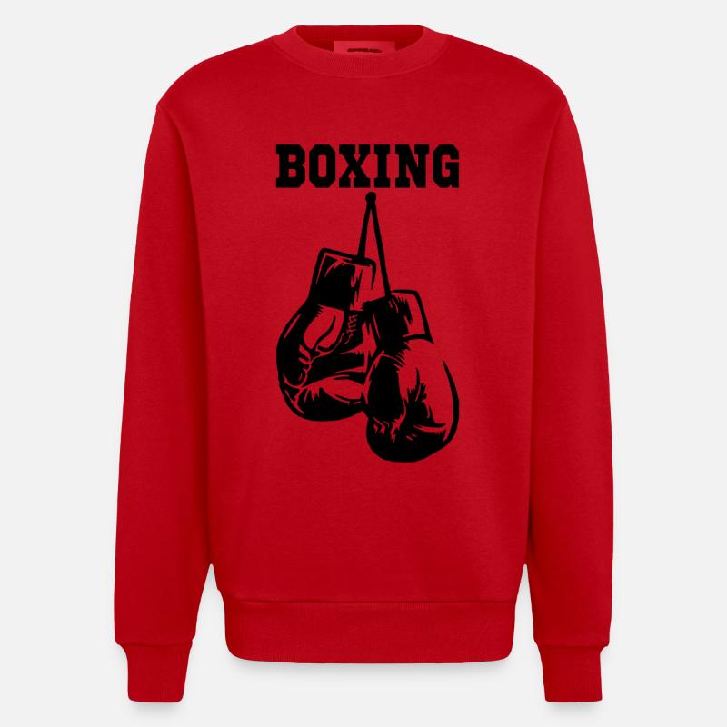 Schwarze Boxhandschuhe - Heavyweight Oversized Organic Crew Neck Made in EU - Rot