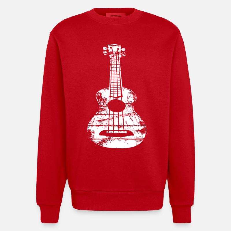 Ukulele Skizze - Heavyweight Oversized Organic Crew Neck Made in EU - Rot