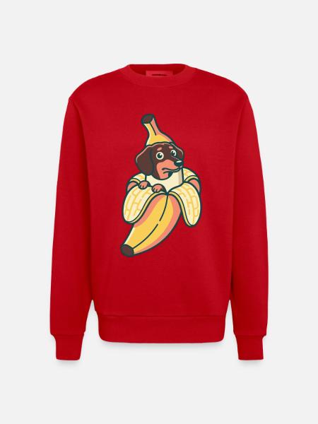 Dackel Banane - Heavyweight Oversized Organic Crew Neck Made in EU - Rot