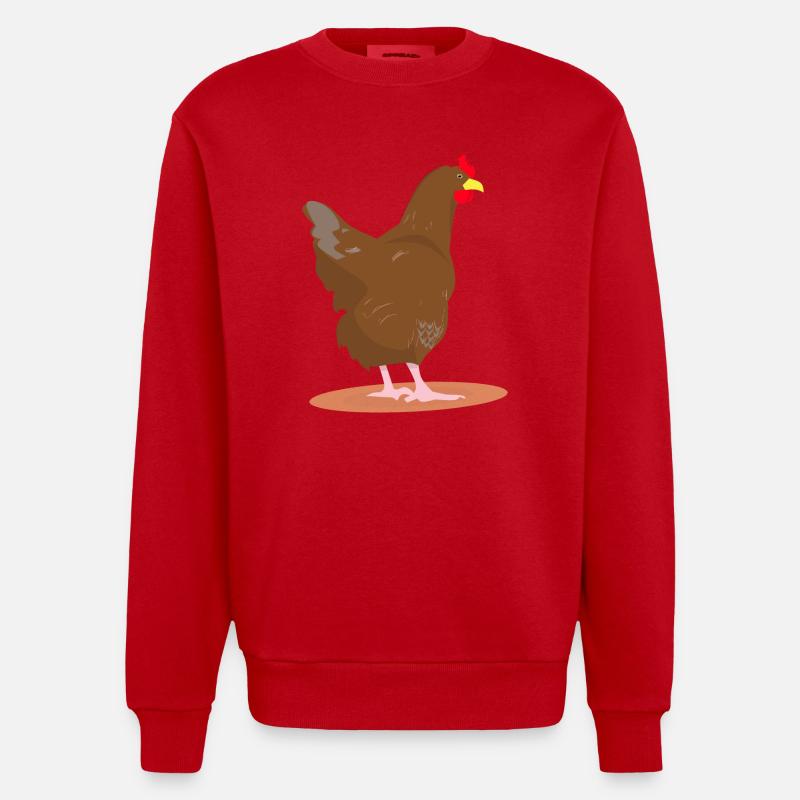 HUHN - HAHN - EIER - Heavyweight Oversized Organic Crew Neck Made in EU - Rot