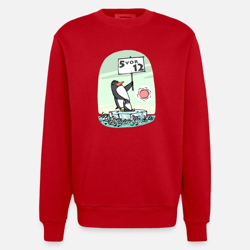 Pinguin - Heavyweight Oversized Organic Crew Neck Made in EU - Rot