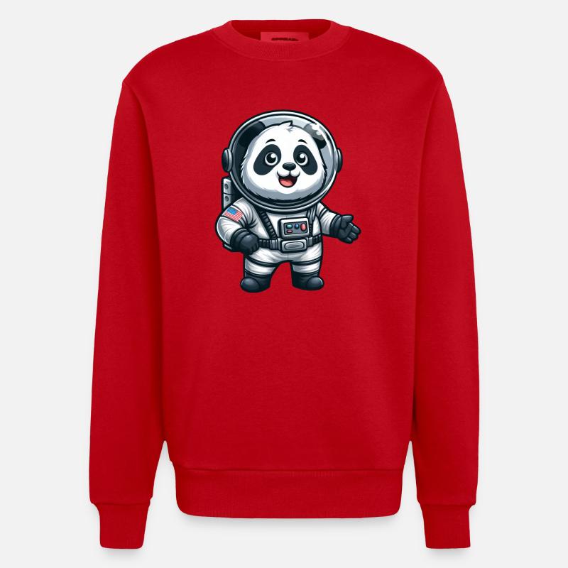 Panda astronaute dans l’espace - Sweat bio épais oversize fabriqué en UE - rouge