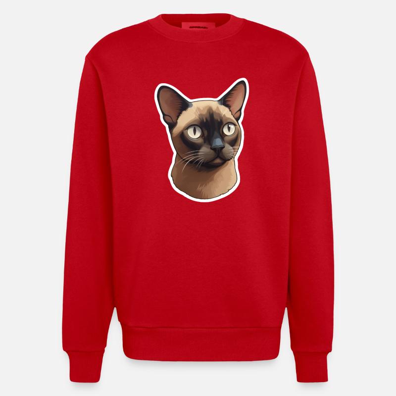 Tête de chat birman - Sweat bio épais oversize fabriqué en UE - rouge