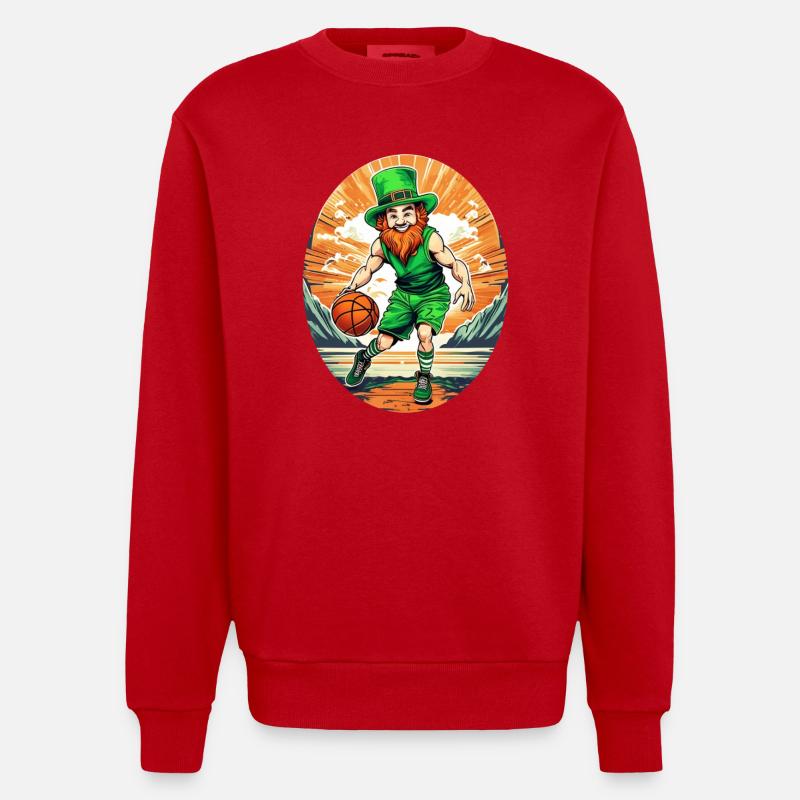 Basket-ball Trèfle de la Saint-Patrick - Sweat bio épais oversize fabriqué en UE - rouge