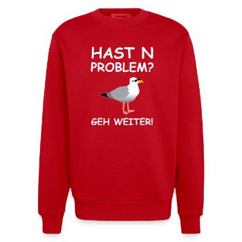 Hamburger Möwe - Heavyweight Oversized Organic Crew Neck Made in EU - Rot - Vorne - AI Model Female 172 light (172cm) & AI Model Male 178 light (178cm)