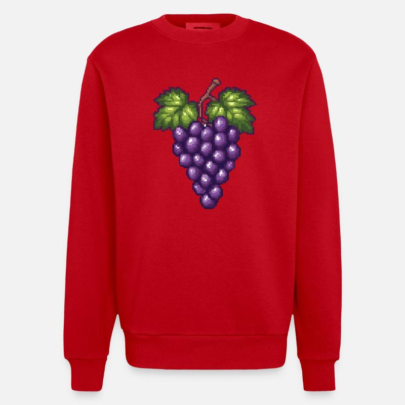 Raisins Pixel - Sweat bio épais oversize fabriqué en UE - rouge