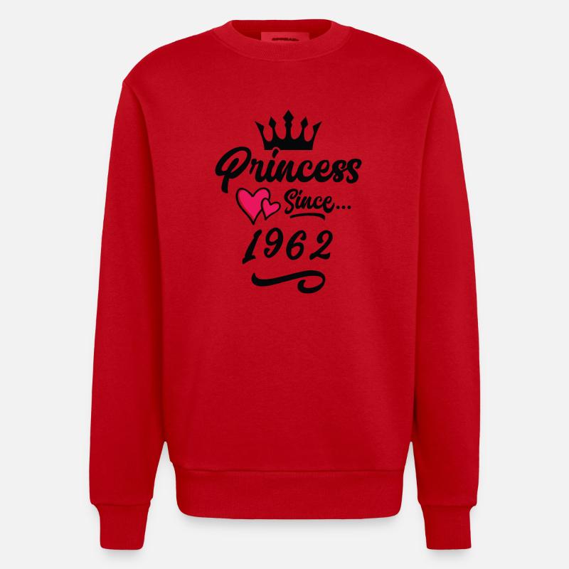 1962 Anniversaire de la princesse - Sweat bio épais oversize fabriqué en UE - rouge