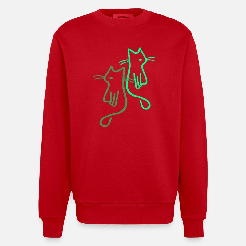 Chat Chat Cadeau Rétro - Sweat bio épais oversize fabriqué en UE - rouge