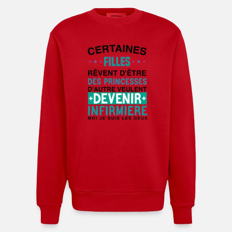 infirmière et Princesse - Sweat bio épais oversize fabriqué en UE - rouge