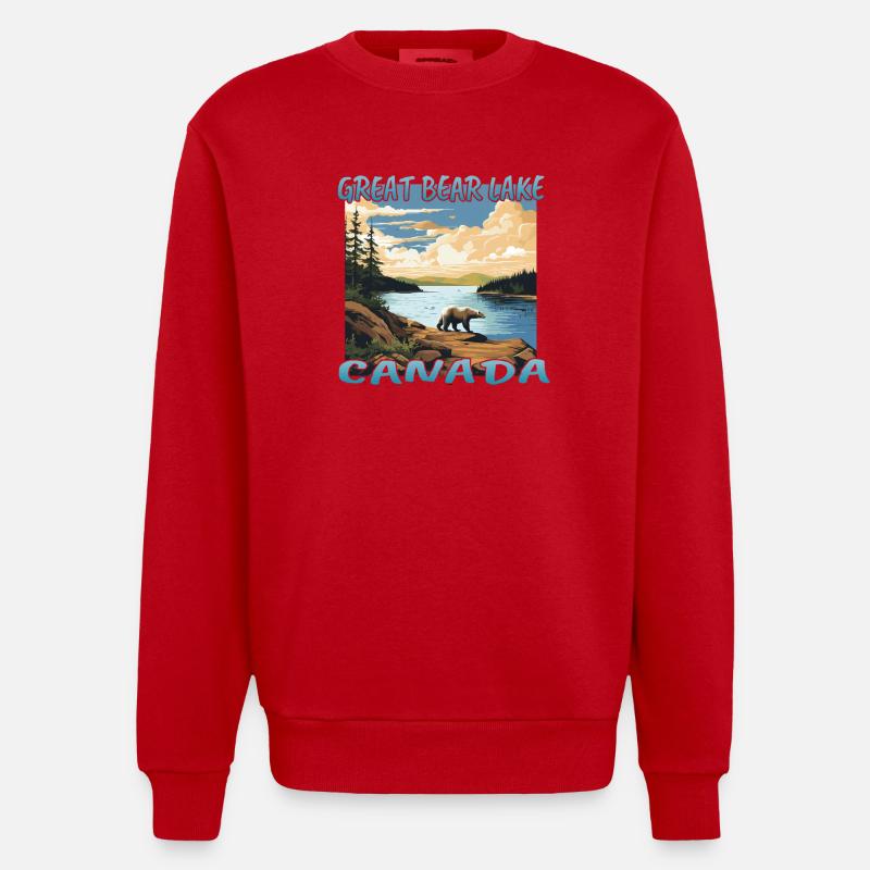 Grand lac de l’Ours, Canada - Sweat bio épais oversize fabriqué en UE - rouge
