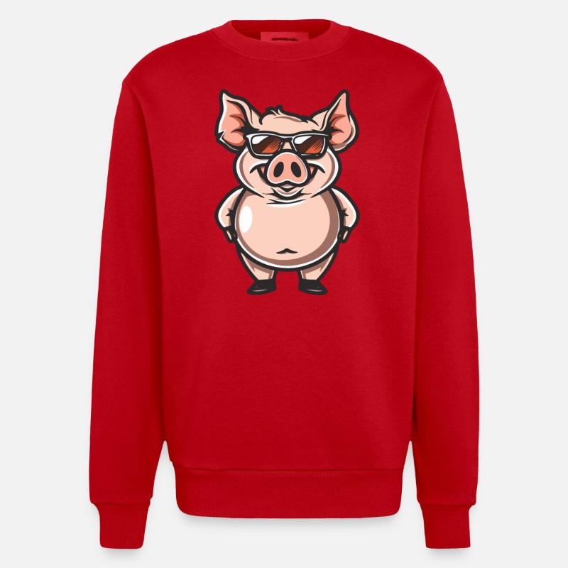 Schwein Cool Comic - Heavyweight Oversized Organic Crew Neck Made in EU - Rot