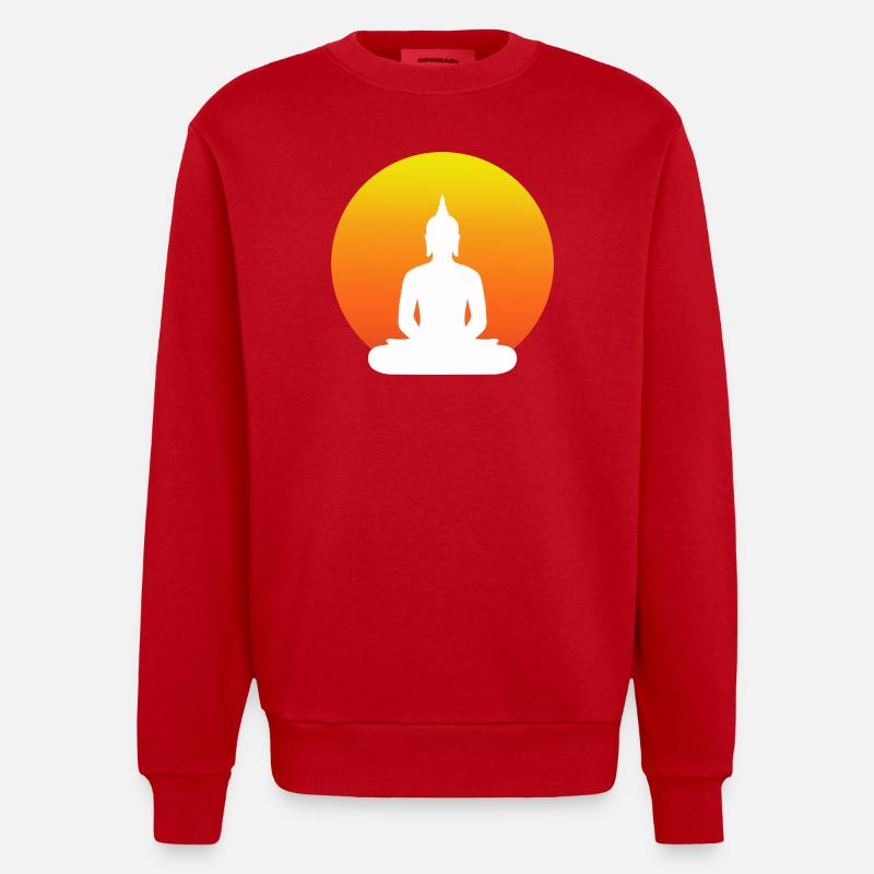 Buddha im Schneidersitz - Heavyweight Oversized Organic Crew Neck Made in EU - Rot