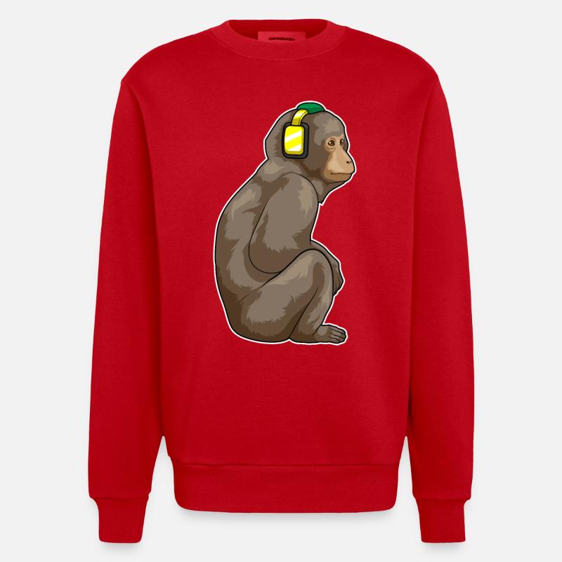 Musique casque Monkey - Sweat bio épais oversize fabriqué en UE - rouge