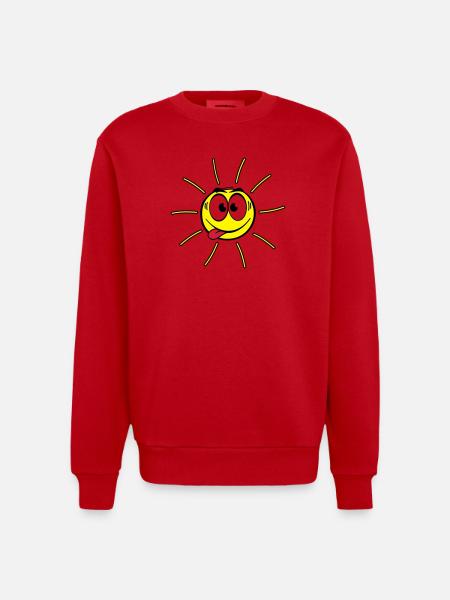 Gesicht - Sonne - Heavyweight Oversized Organic Crew Neck Made in EU - Rot