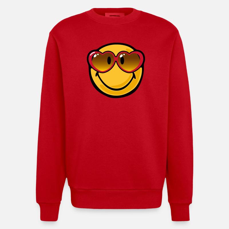 Smiley heart glasses - Sweat bio épais oversize fabriqué en UE - rouge