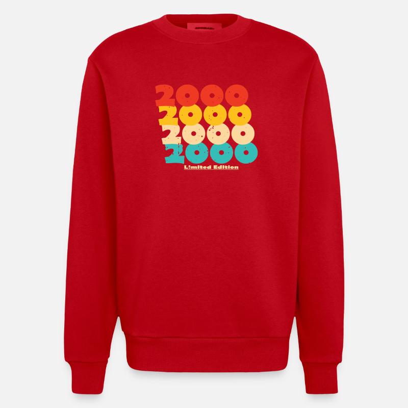 2000: Limitierte Auflage - 24-jähriges Jubiläum - Heavyweight Oversized Organic Crew Neck Made in EU - Rot