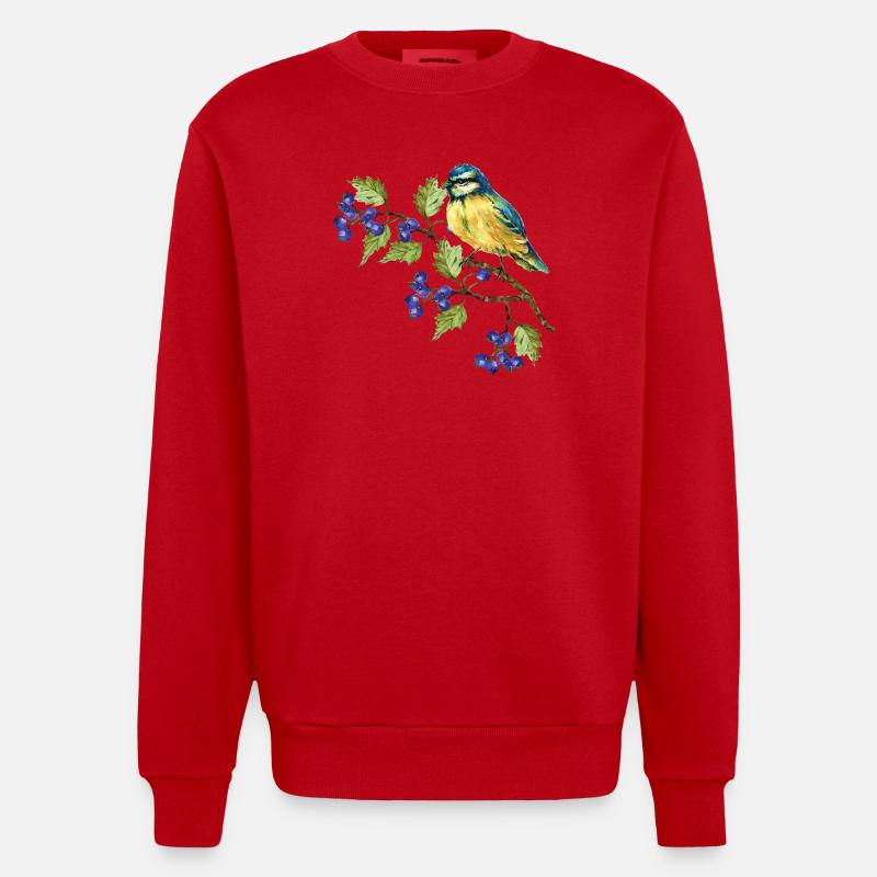 Bunter Vogel - Heavyweight Oversized Organic Crew Neck Made in EU - Rot