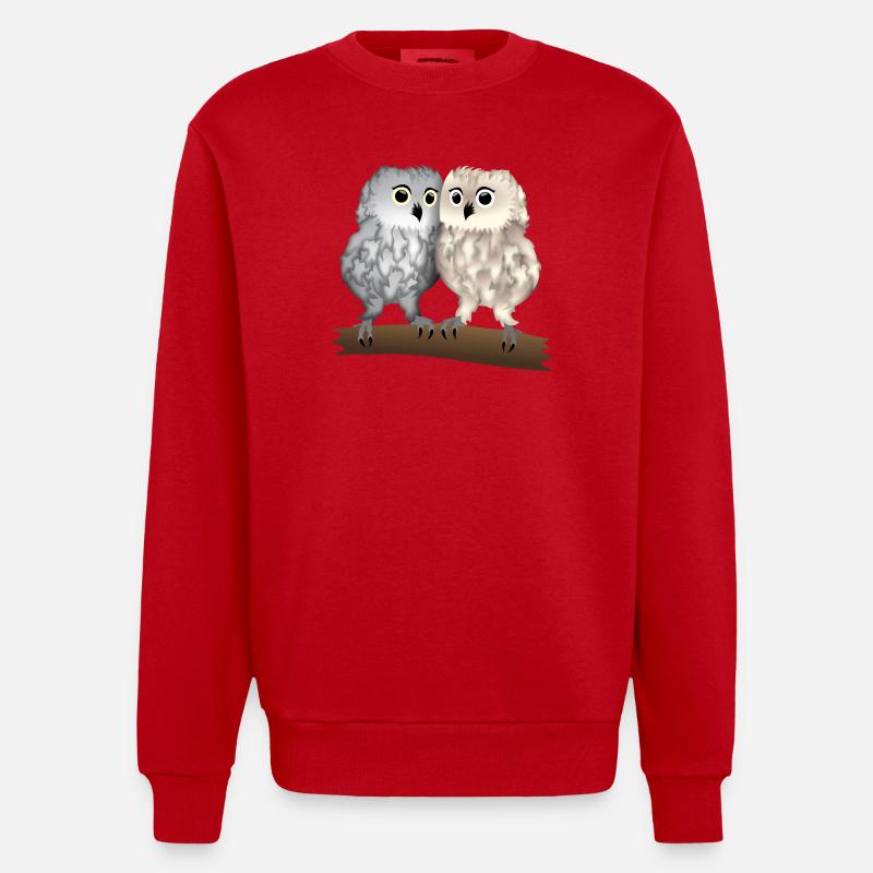 Eulen hell - Heavyweight Oversized Organic Crew Neck Made in EU - Rot