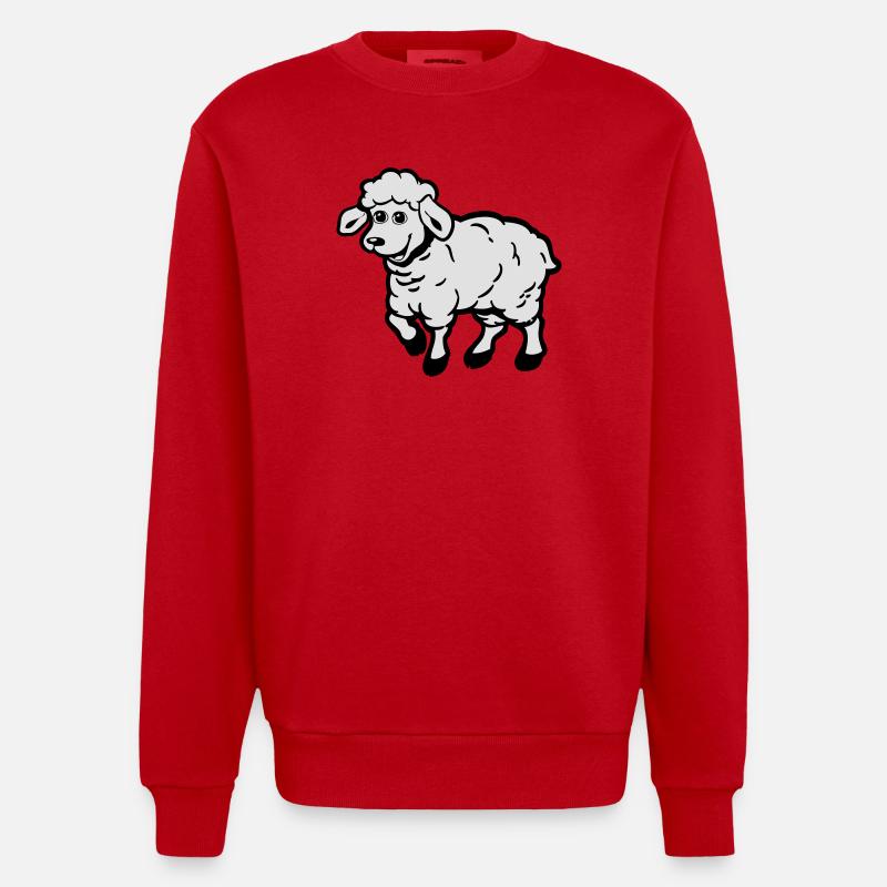 Moutons mignons - Sweat bio épais oversize fabriqué en UE - rouge