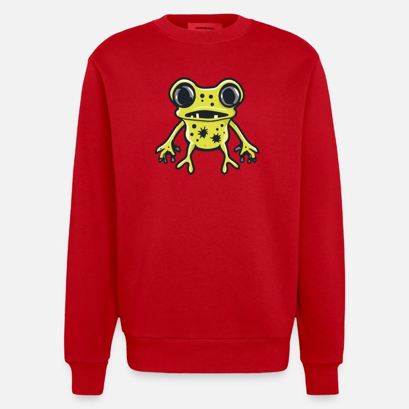 Frosch Halloween Comic Lustig - Heavyweight Oversized Organic Crew Neck Made in EU - Rot