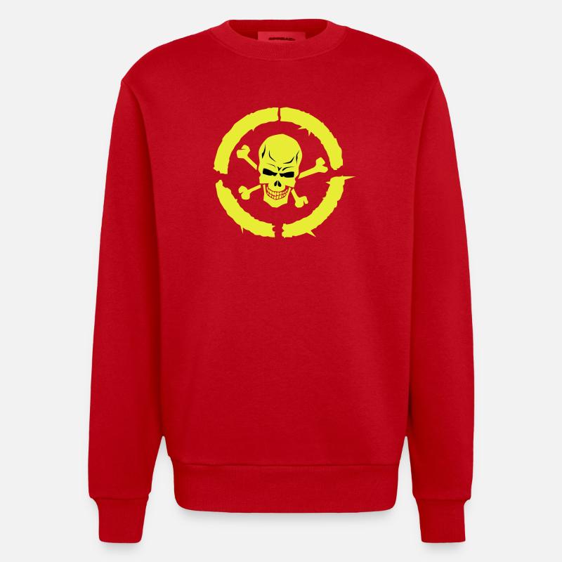 Schädel Schädel Knochenkreis - Heavyweight Oversized Organic Crew Neck Made in EU - Rot